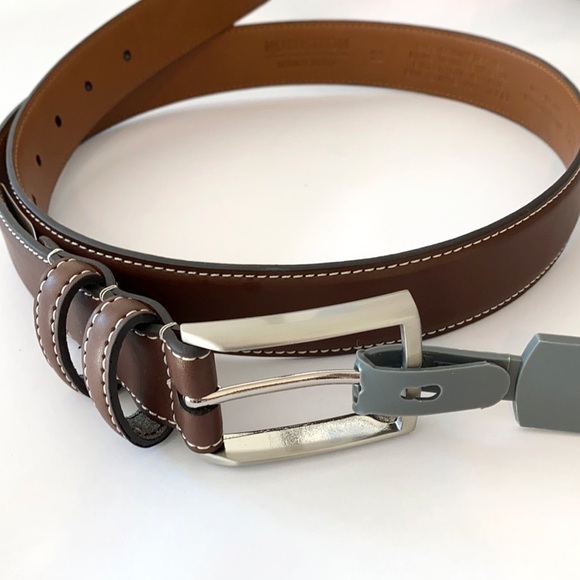 Nordstrom brown leather silver buckle belt NWOT - Picture 1 of 5